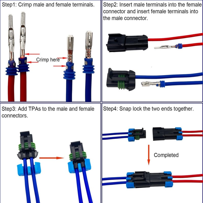 Twippo 14-12 AWG 2 Pin Connector Weather Pack Connectors Kit 2 Wire Waterproof Automotive Electrical Plug Connectors Quick Connect and Disconnect (6 Sets) - Image 5